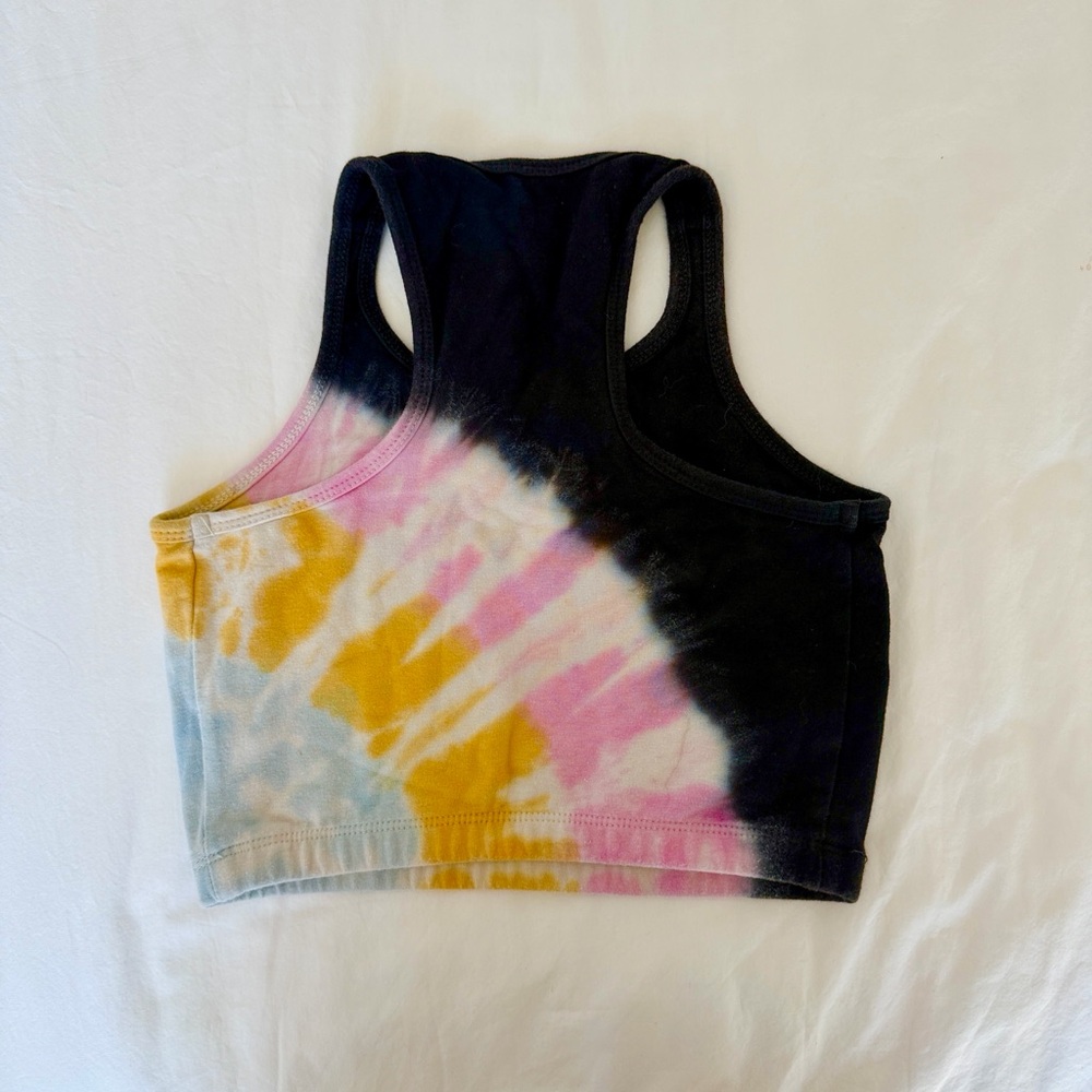 Electric & Rose Tie Dye Sports Bra Crop Top XS Rainbow Racerback Activewear